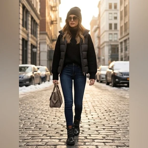 Nautica Black Quilted Duck Boots | Waterproof Winter Rain Boots | Size 8 NEW - Picture 2 of 6